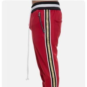 Lifted Anchors The Jenner Track Pant in Red and Gold